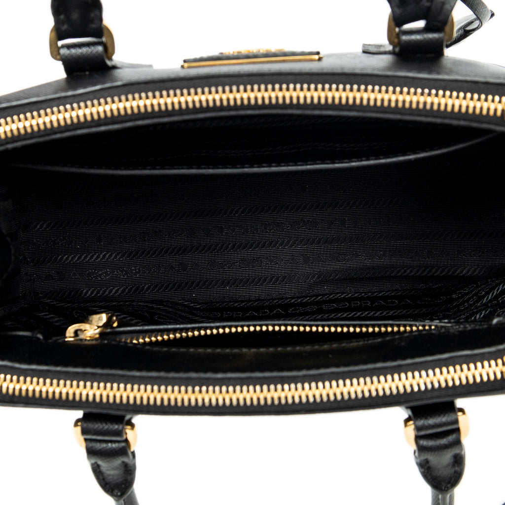 Shoulder Bag Small Galleria Double Zip Tote Black Saffiano Leather