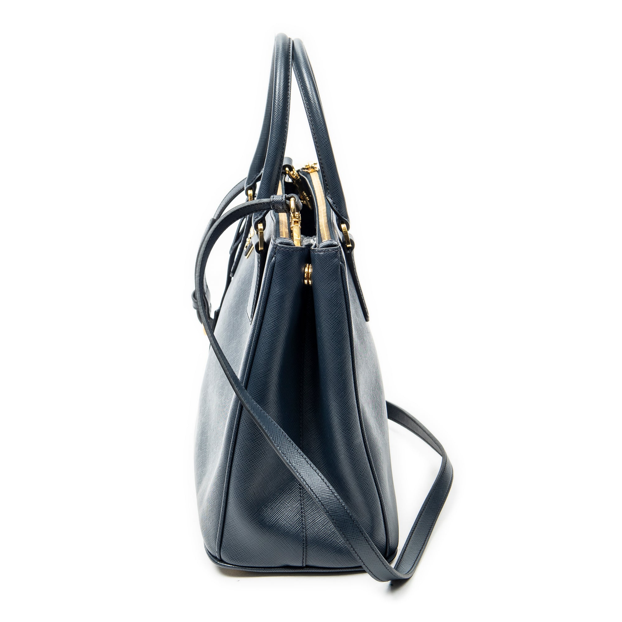 Shoulder Bag Medium Galleria Double Zip Tote Navy Saffiano Leather