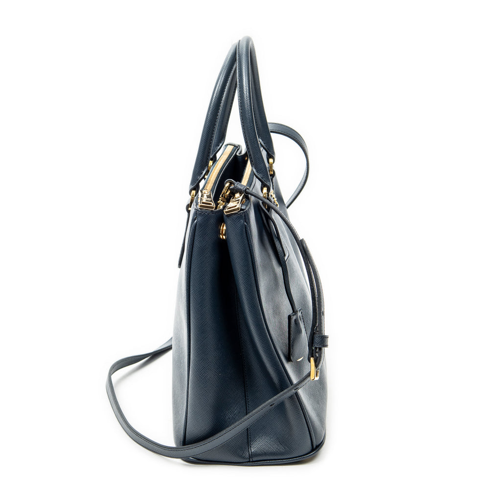 Shoulder Bag Medium Galleria Double Zip Tote Navy Saffiano Leather