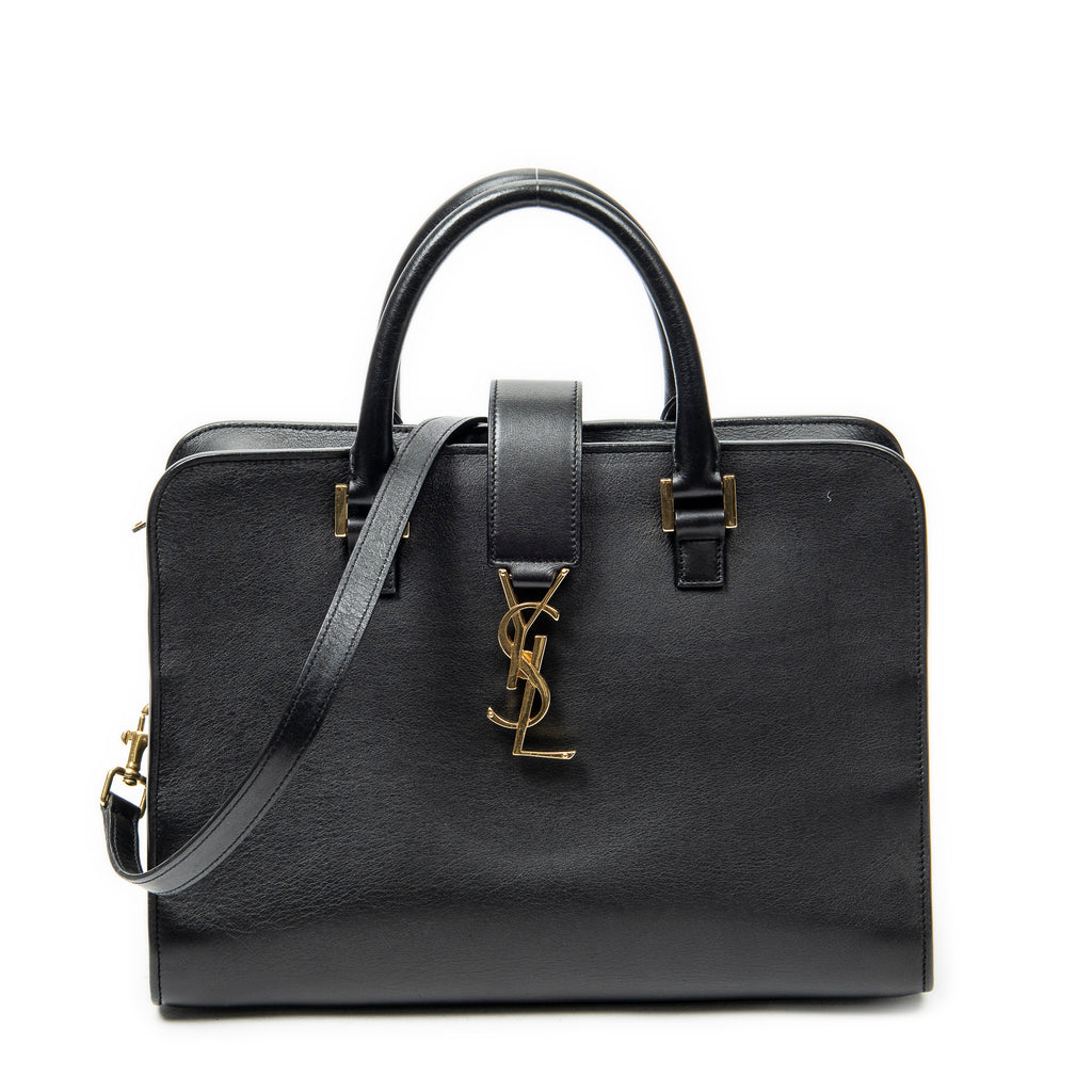 Shoulder Bag Small Monogram Cabas Black Calfskin Leather