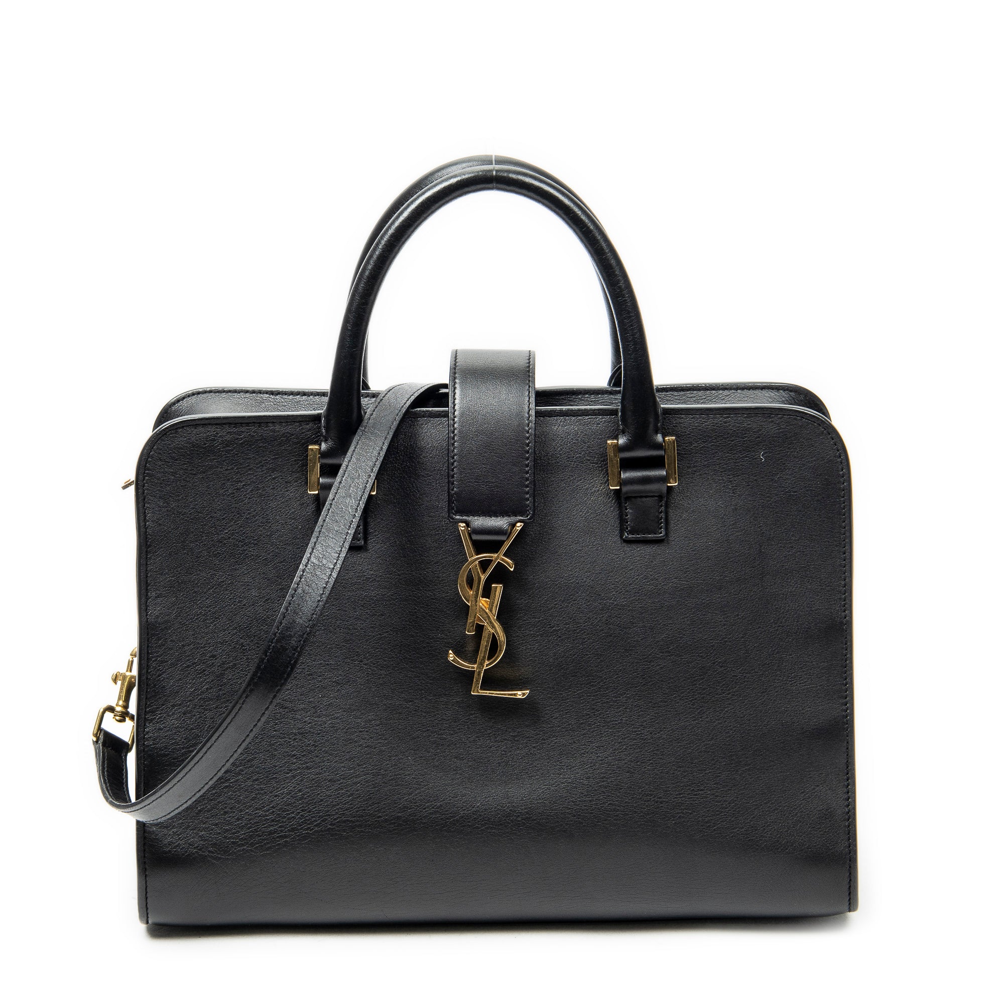 Shoulder Bag Small Monogram Cabas Black Calfskin Leather