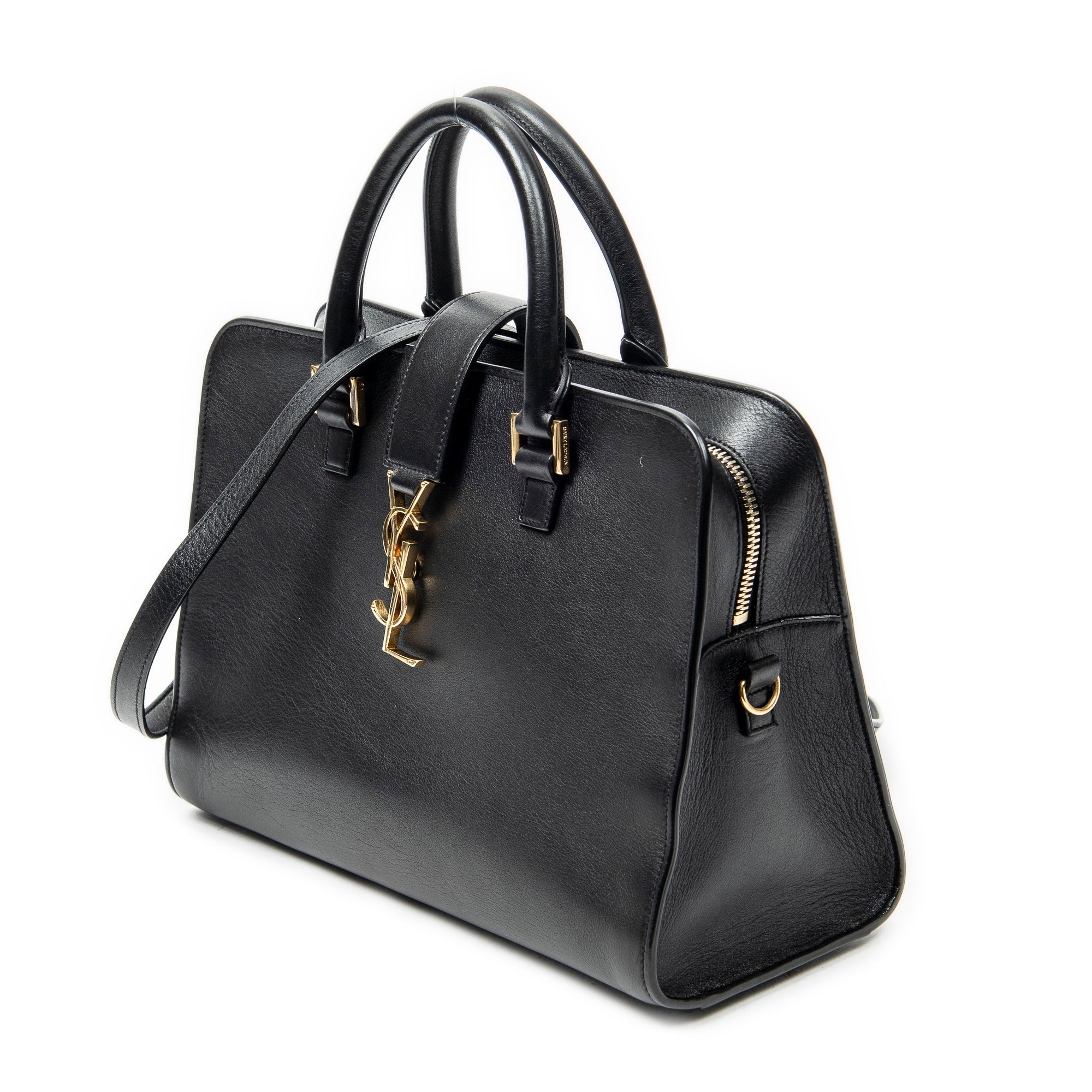 Shoulder Bag Small Monogram Cabas Black Calfskin Leather