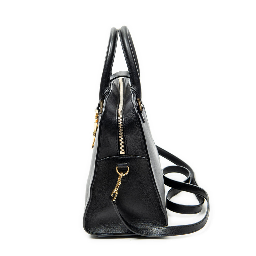 Shoulder Bag Small Monogram Cabas Black Calfskin Leather