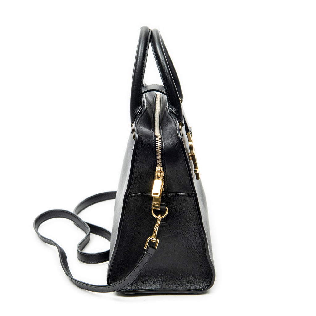 Shoulder Bag Small Monogram Cabas Black Calfskin Leather