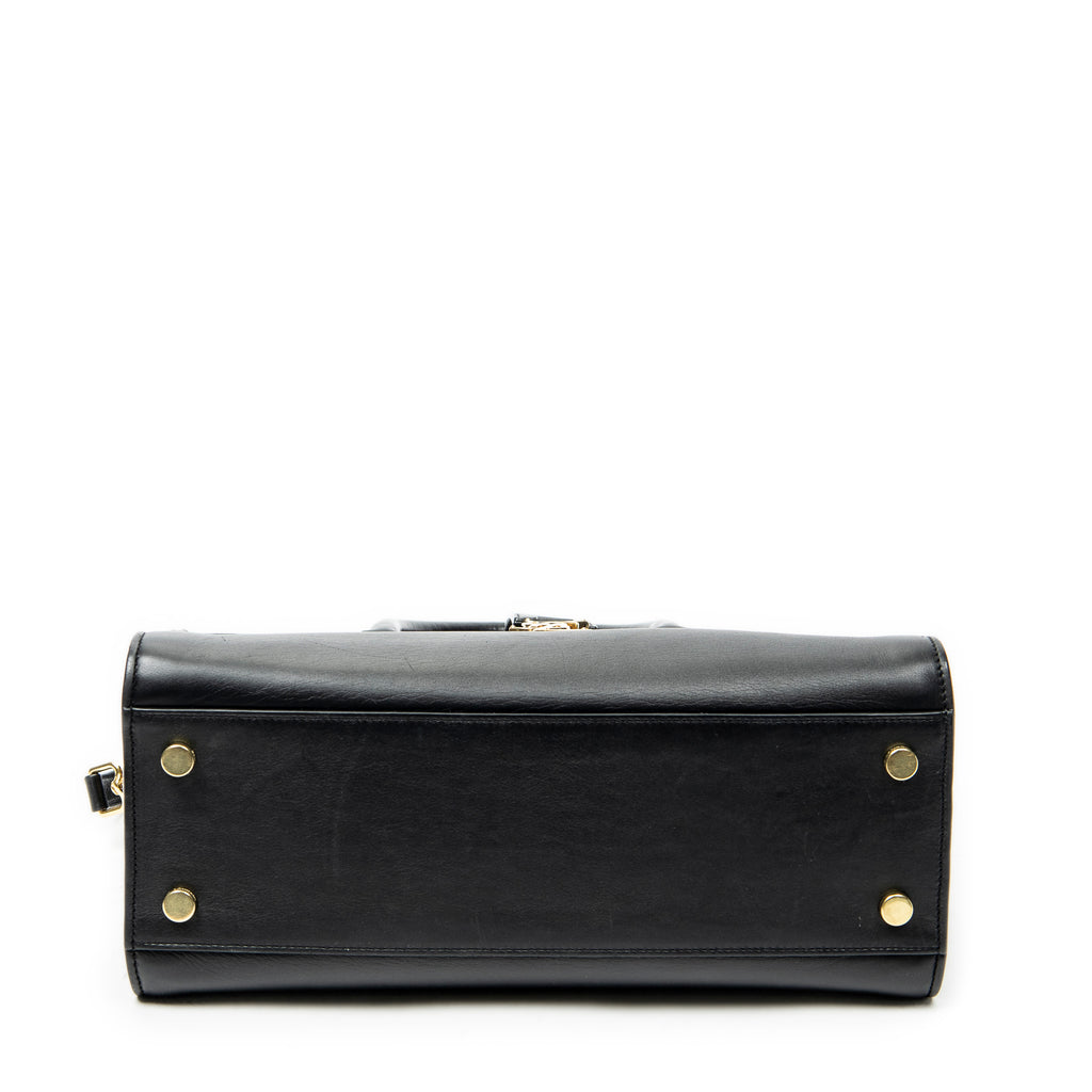 Shoulder Bag Small Monogram Cabas Black Calfskin Leather