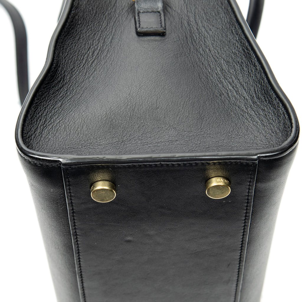 Shoulder Bag Small Monogram Cabas Black Calfskin Leather