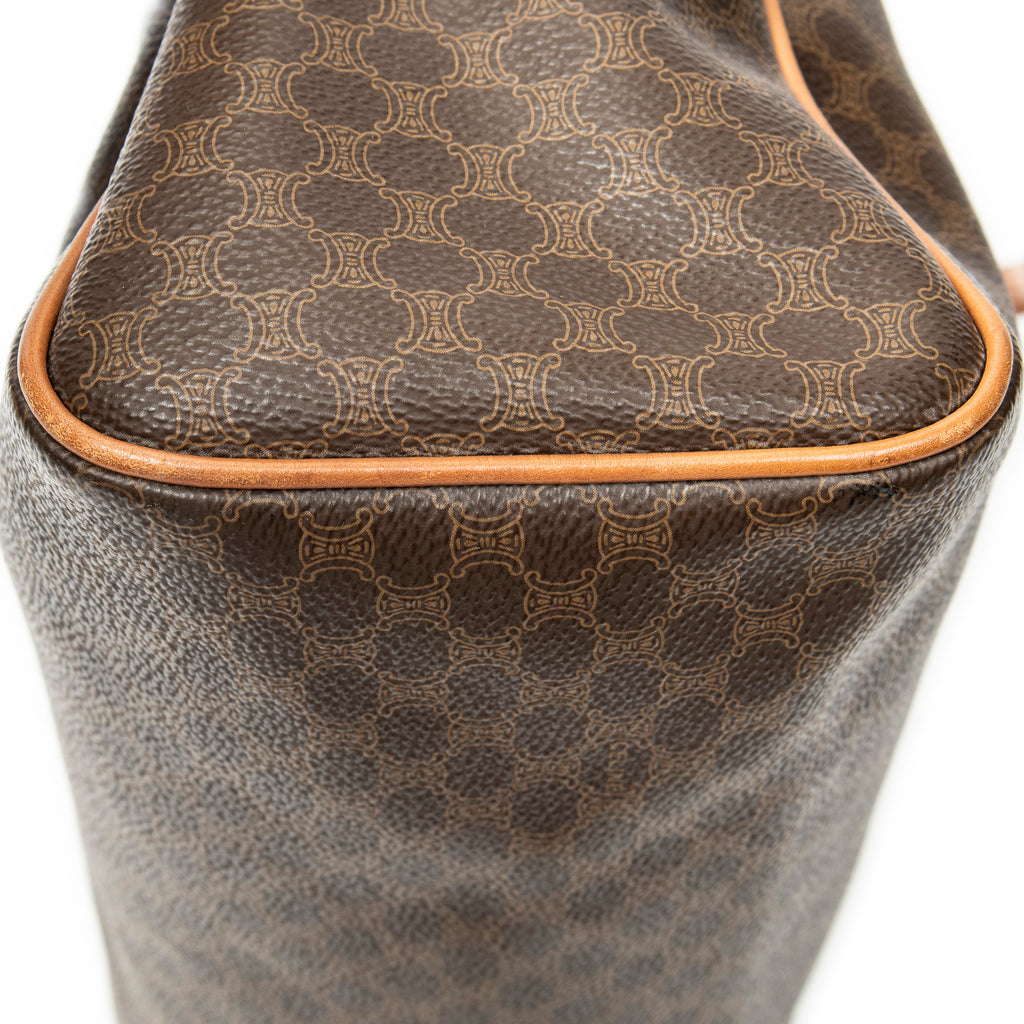 Handbag Vintage Small Slip Pocket Boston Brown Macadam Coated Canvas