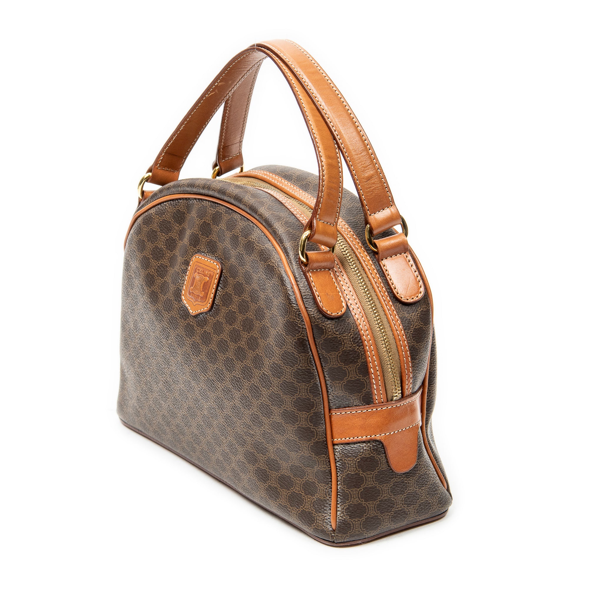 Handbag Dome Bowler Bag Brown Macadam Coated Canvas