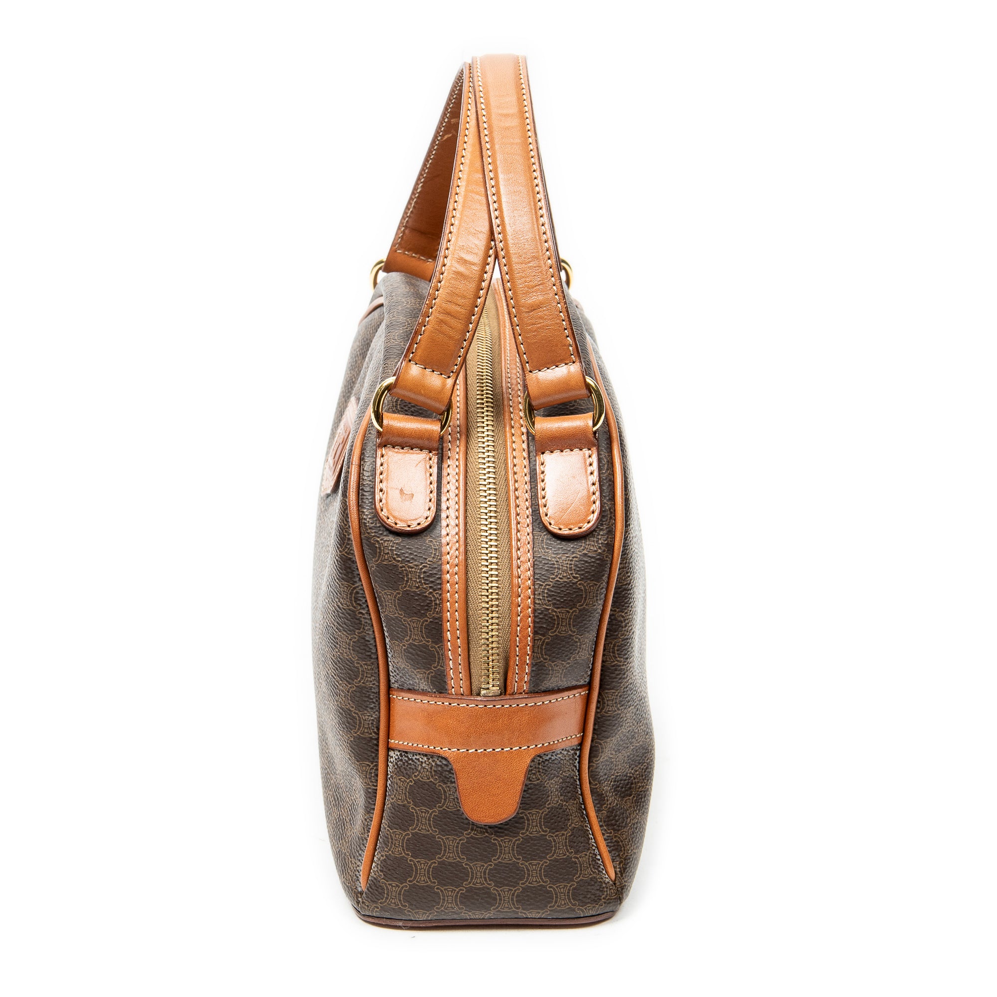 Handbag Dome Bowler Bag Brown Macadam Coated Canvas