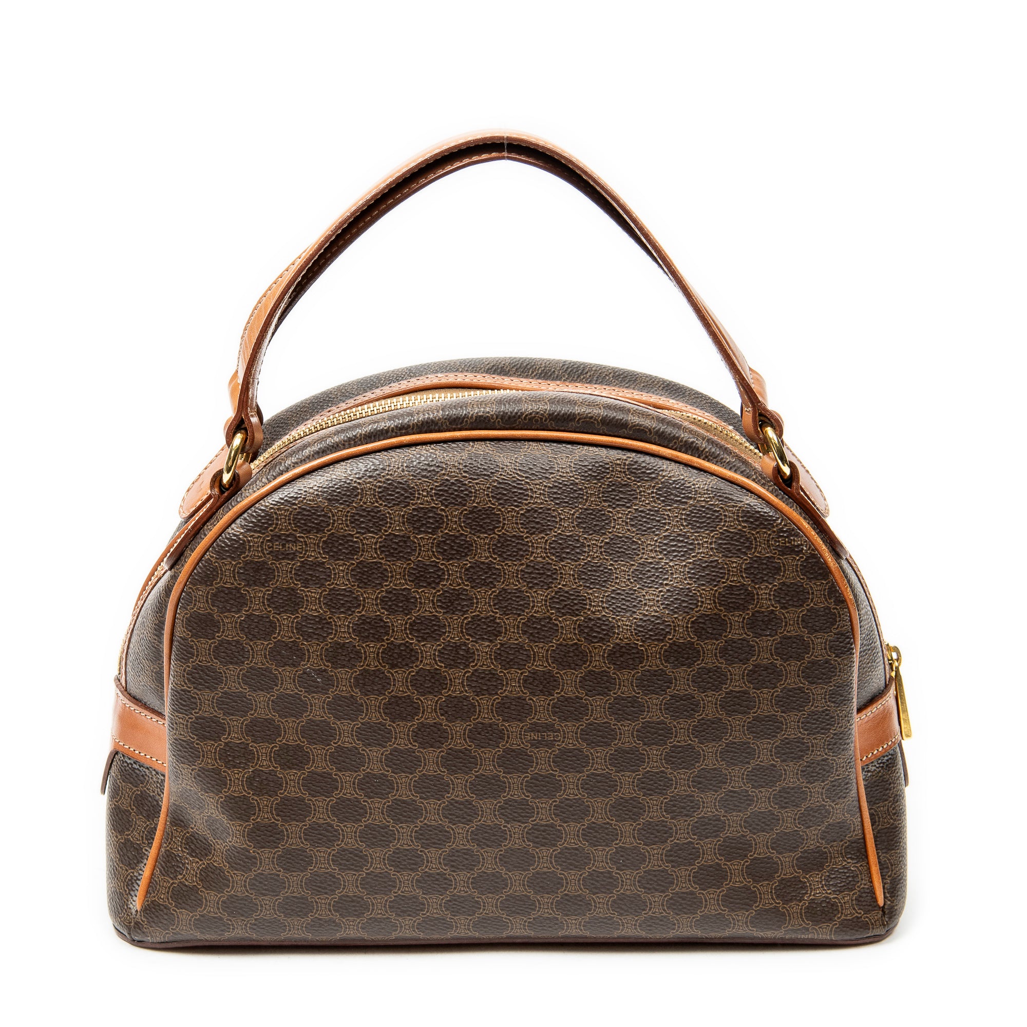 Handbag Dome Bowler Bag Brown Macadam Coated Canvas