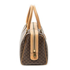Handbag Small Boston Brown Macadam Coated Canvas