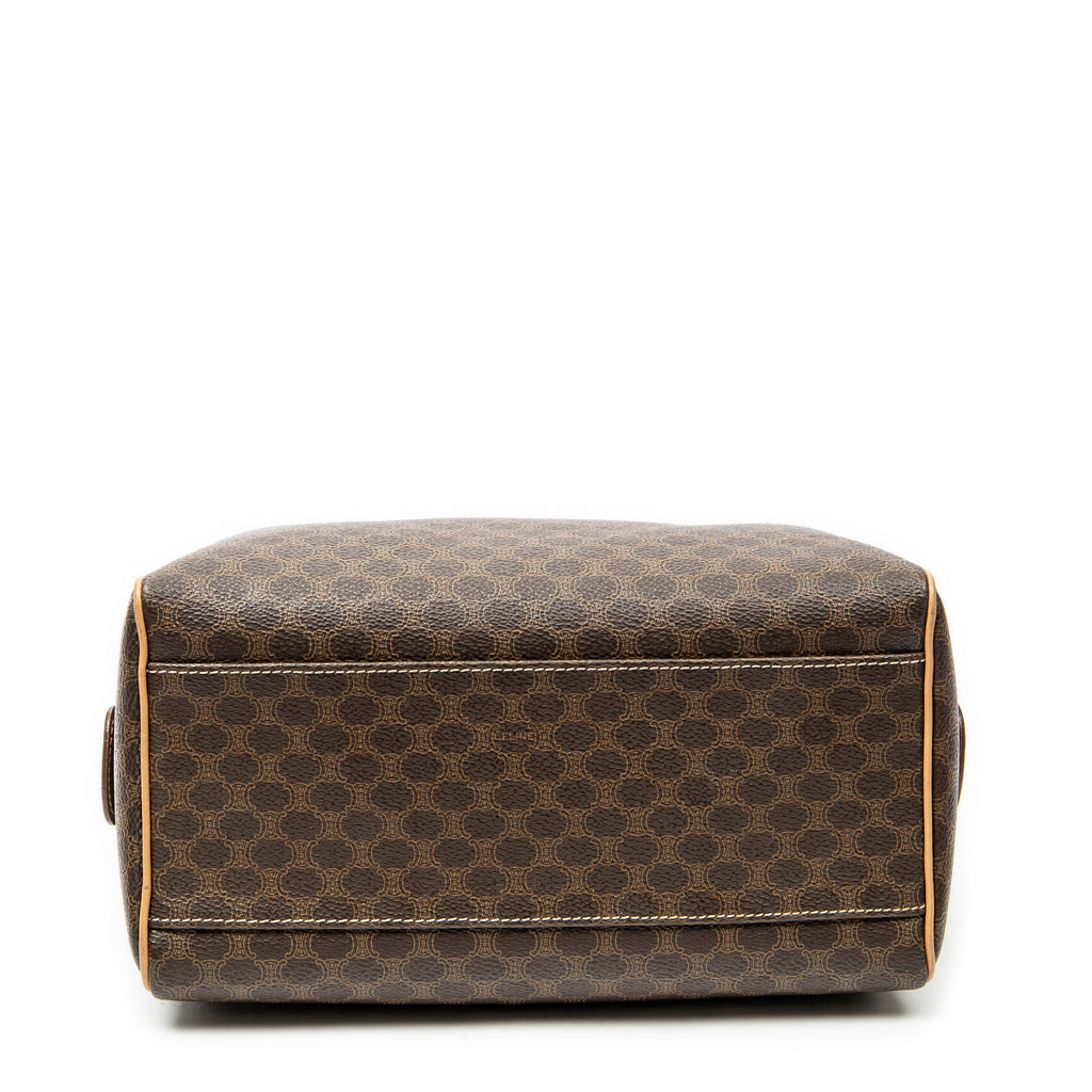Handbag Small Boston Brown Macadam Coated Canvas