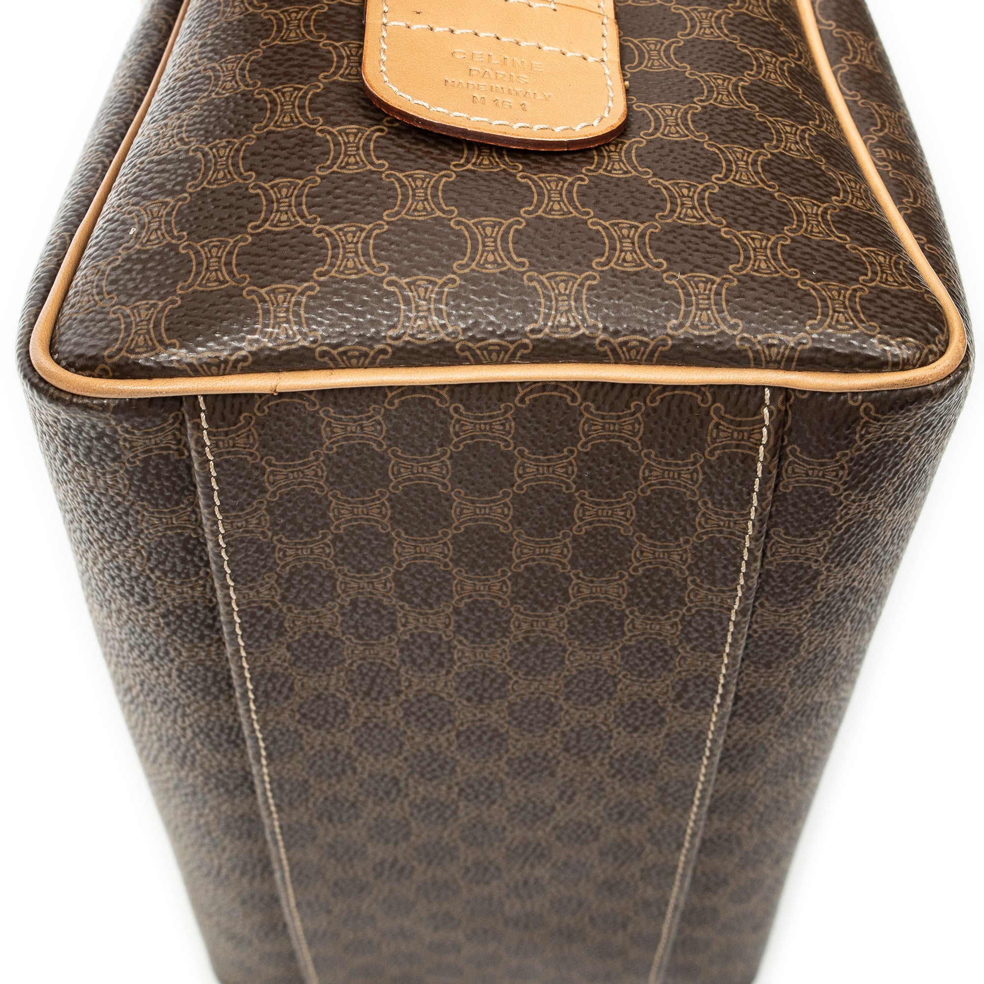 Handbag Small Boston Brown Macadam Coated Canvas