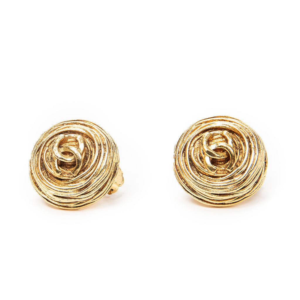 Earrings CC Round Clip on Earrings Gold Gold Plated