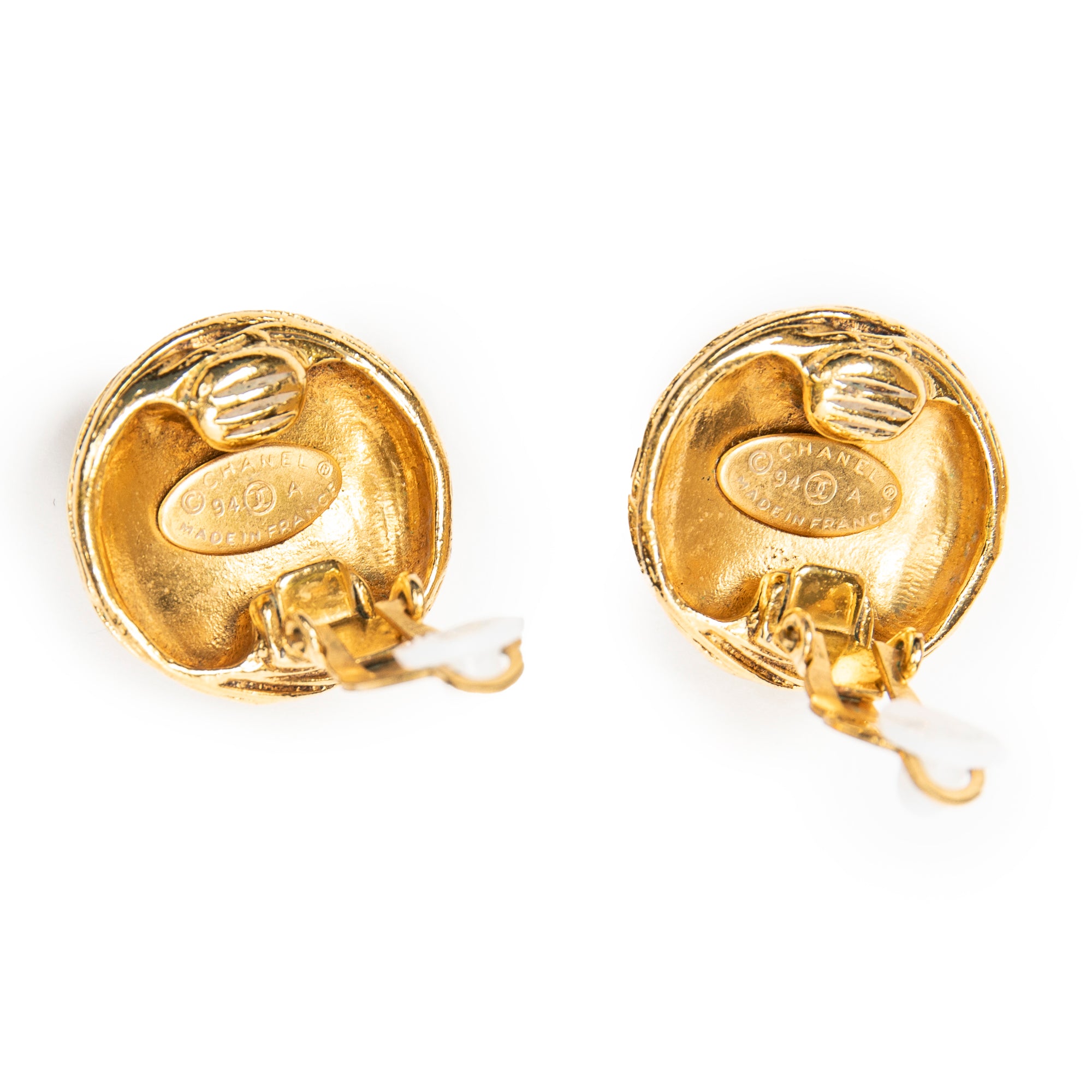 Earrings CC Round Clip on Earrings Gold Gold Plated