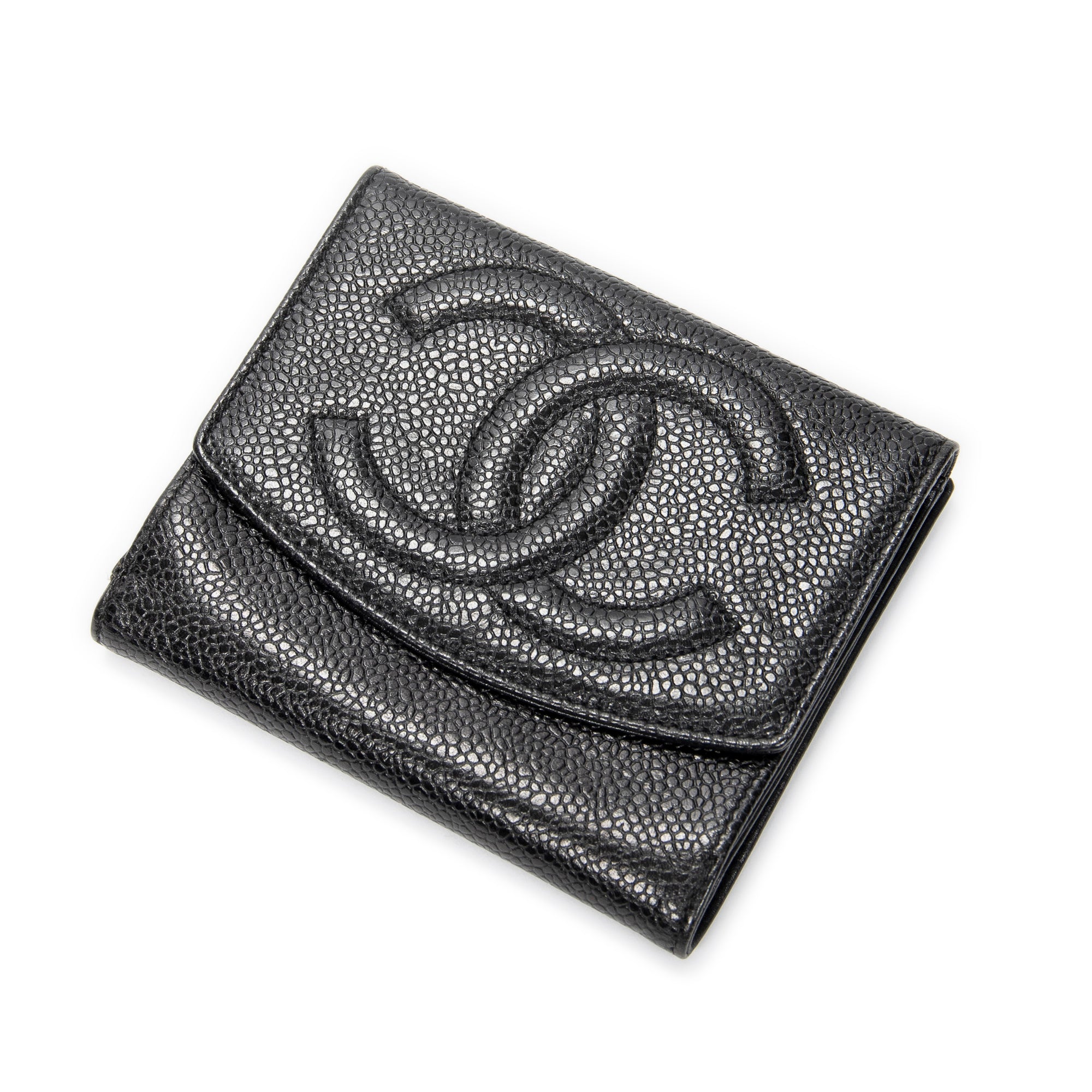 Wallet Timeless Compact Bifold Wallet Black Caviar Leather