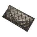 Wallet Envelope Long Wallet Black Double Quilted Stitch Leather