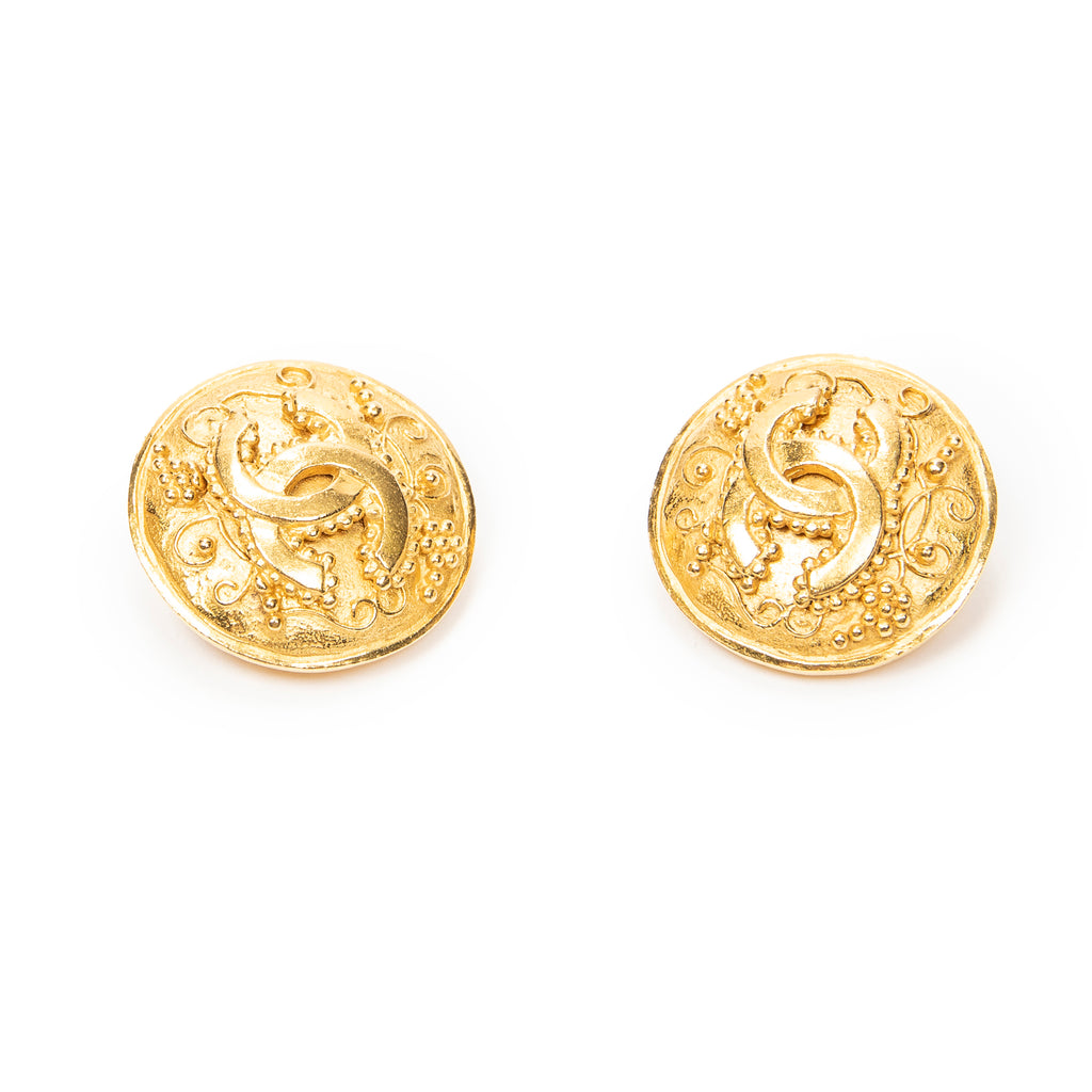 Earrings CC Round Clip on Earrings Gold Gold Plated