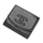 Wallet Timeless Compact Bifold Wallet Black Caviar Leather