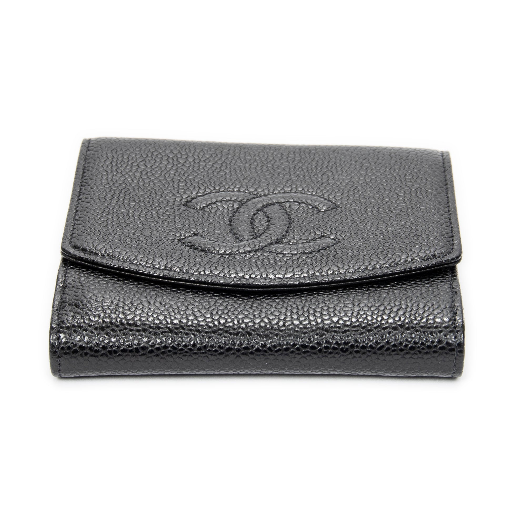 Wallet Timeless Compact Bifold Wallet Black Caviar Leather