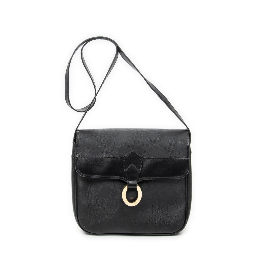 Shoulder Bag Vintage Shoulder Flap Crossbody Black Diorissimo Coated Canvas