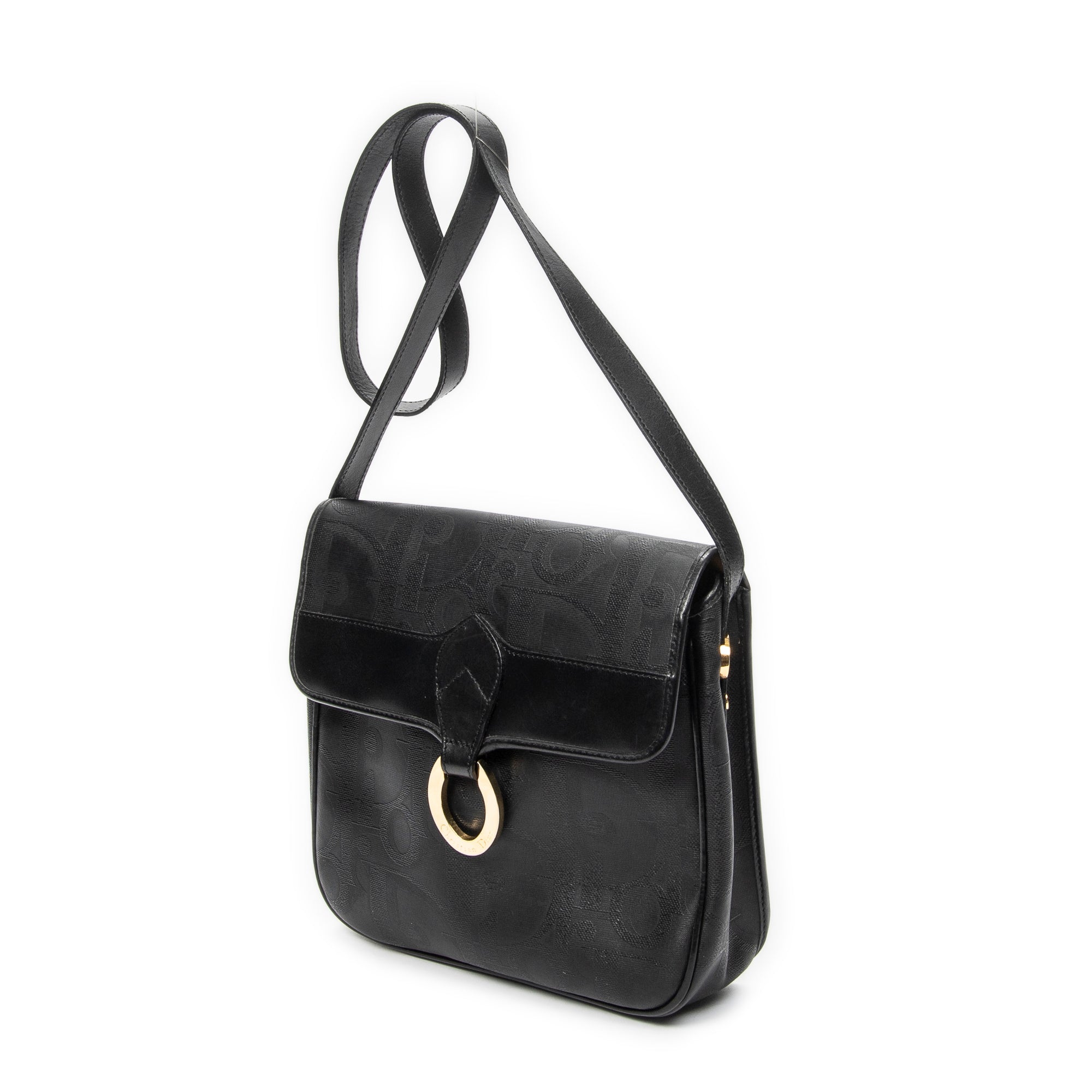 Shoulder Bag Vintage Shoulder Flap Crossbody Black Diorissimo Coated Canvas