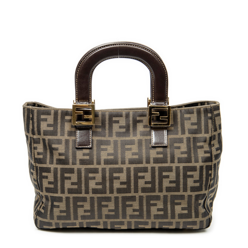 Handbag Small Open Tote Brown Zucca Canvas