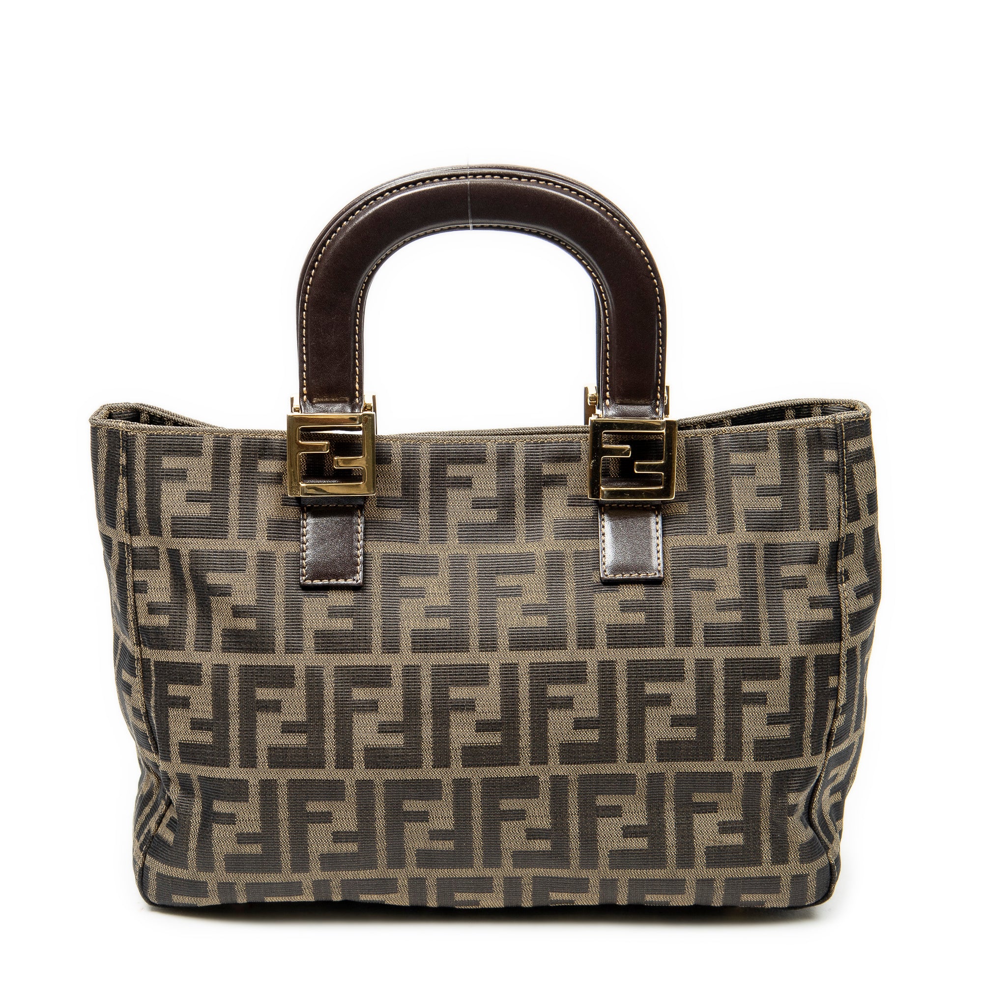 Handbag Small Open Tote Brown Zucca Canvas