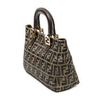 Handbag Small Open Tote Brown Zucca Canvas