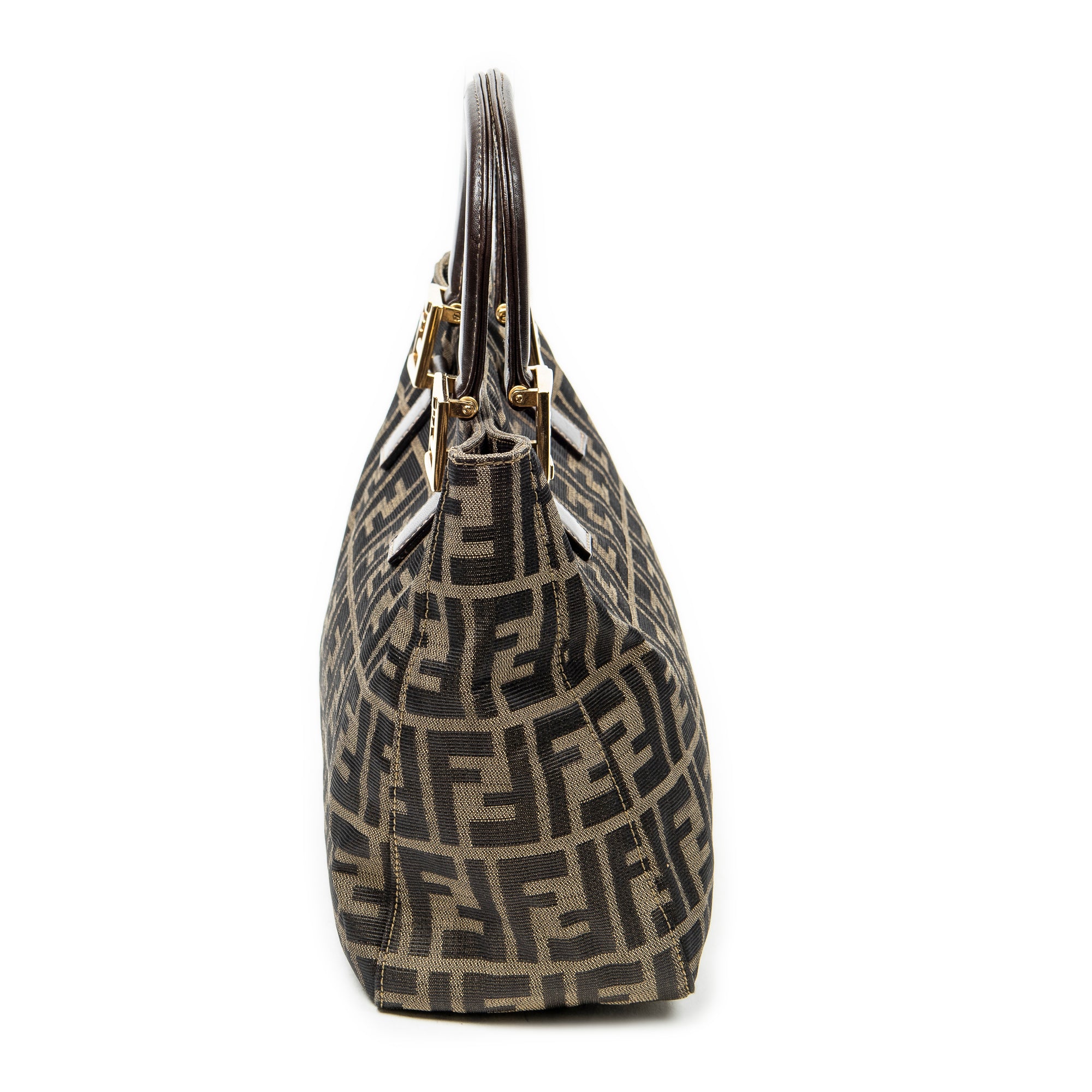 Handbag Small Open Tote Brown Zucca Canvas