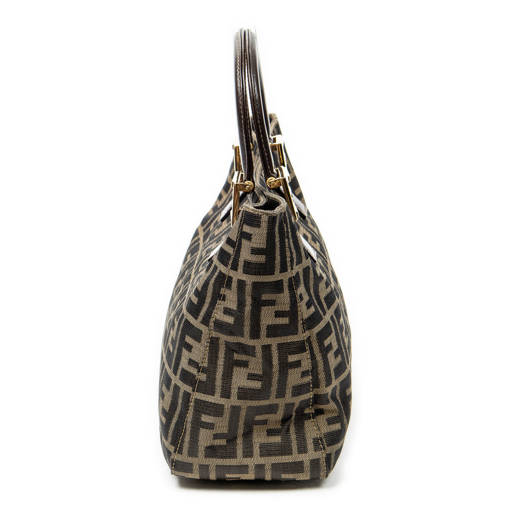 Handbag Small Open Tote Brown Zucca Canvas