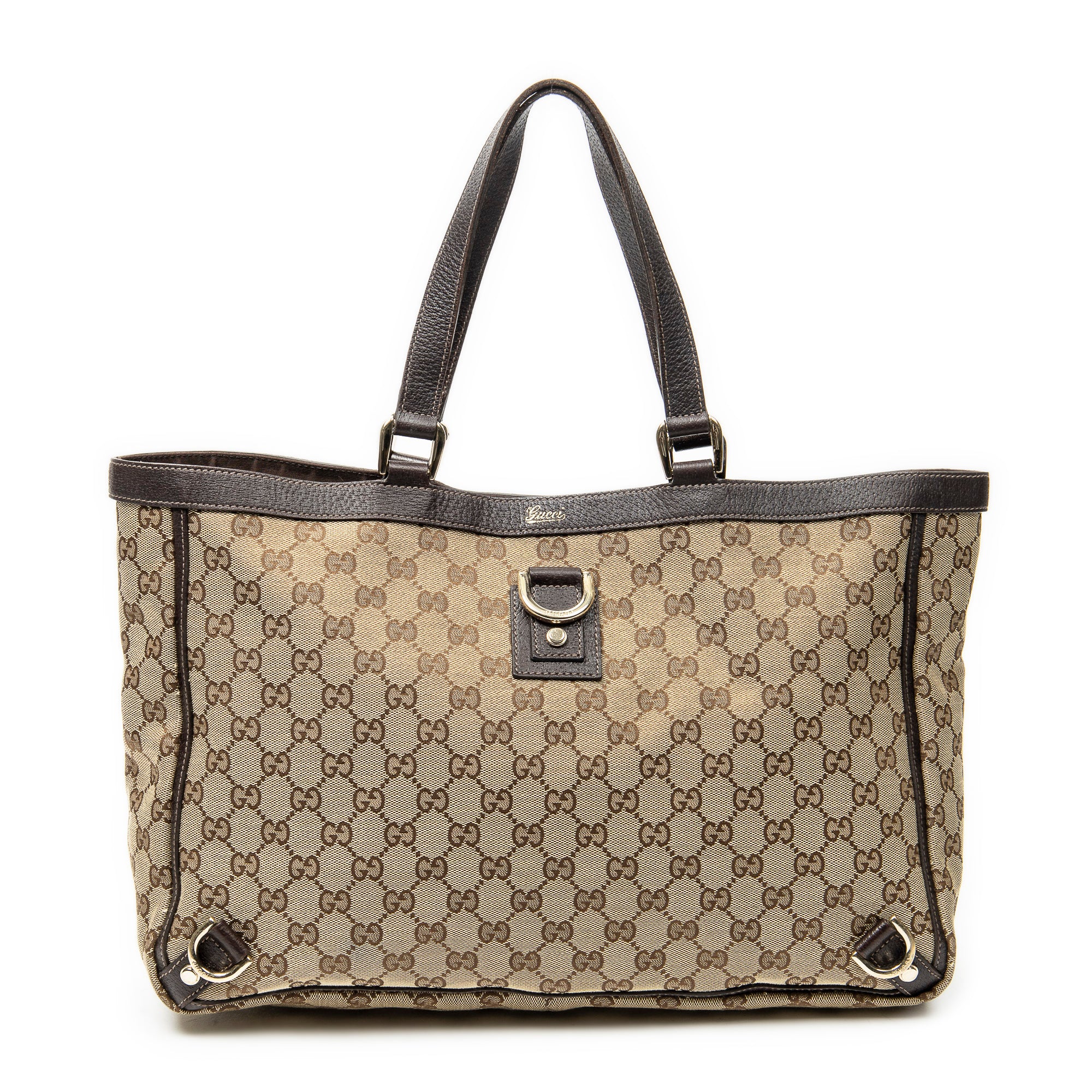 Handbag Large Abbey D-Ring Tote Beige Monogrammed Canvas