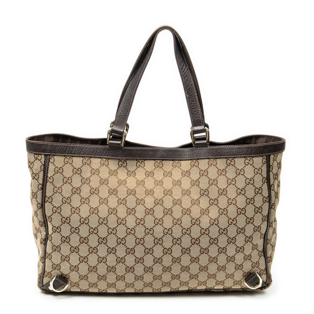 Handbag Large Abbey D-Ring Tote Beige Monogrammed Canvas