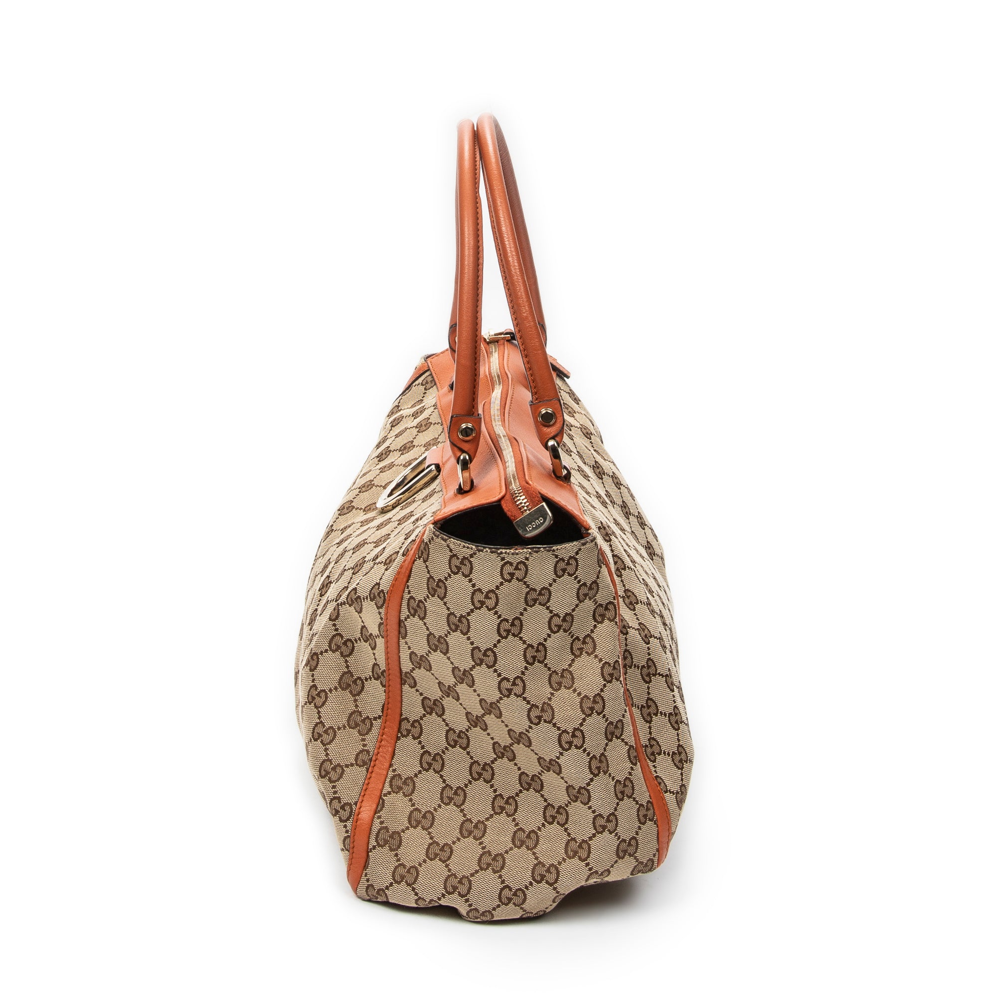 Shoulder Bag Abbey D-Ring Zip Tote Beige Monogrammed Canvas