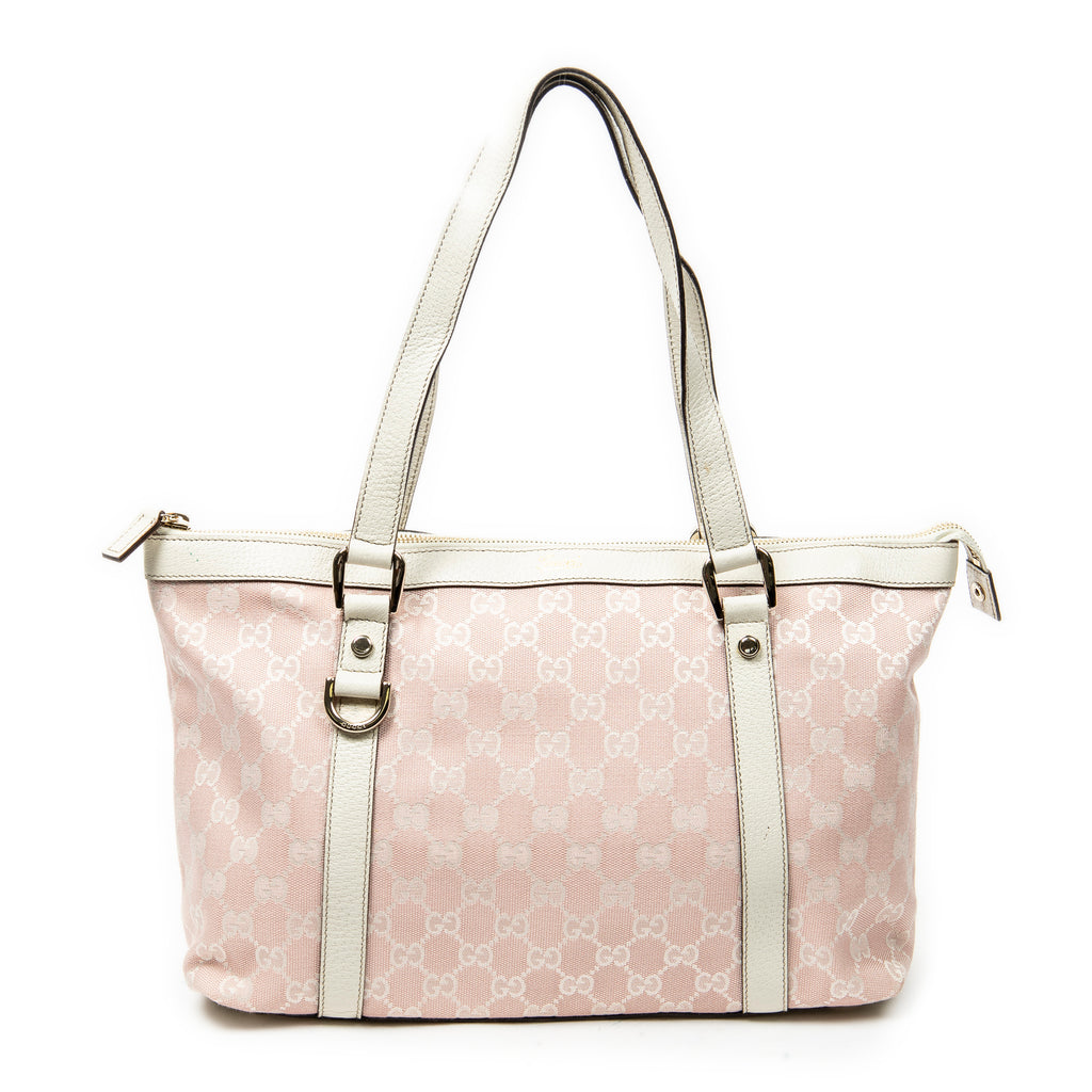 Shoulder Bag Abbey Zip Tote Pink Monogrammed Canvas