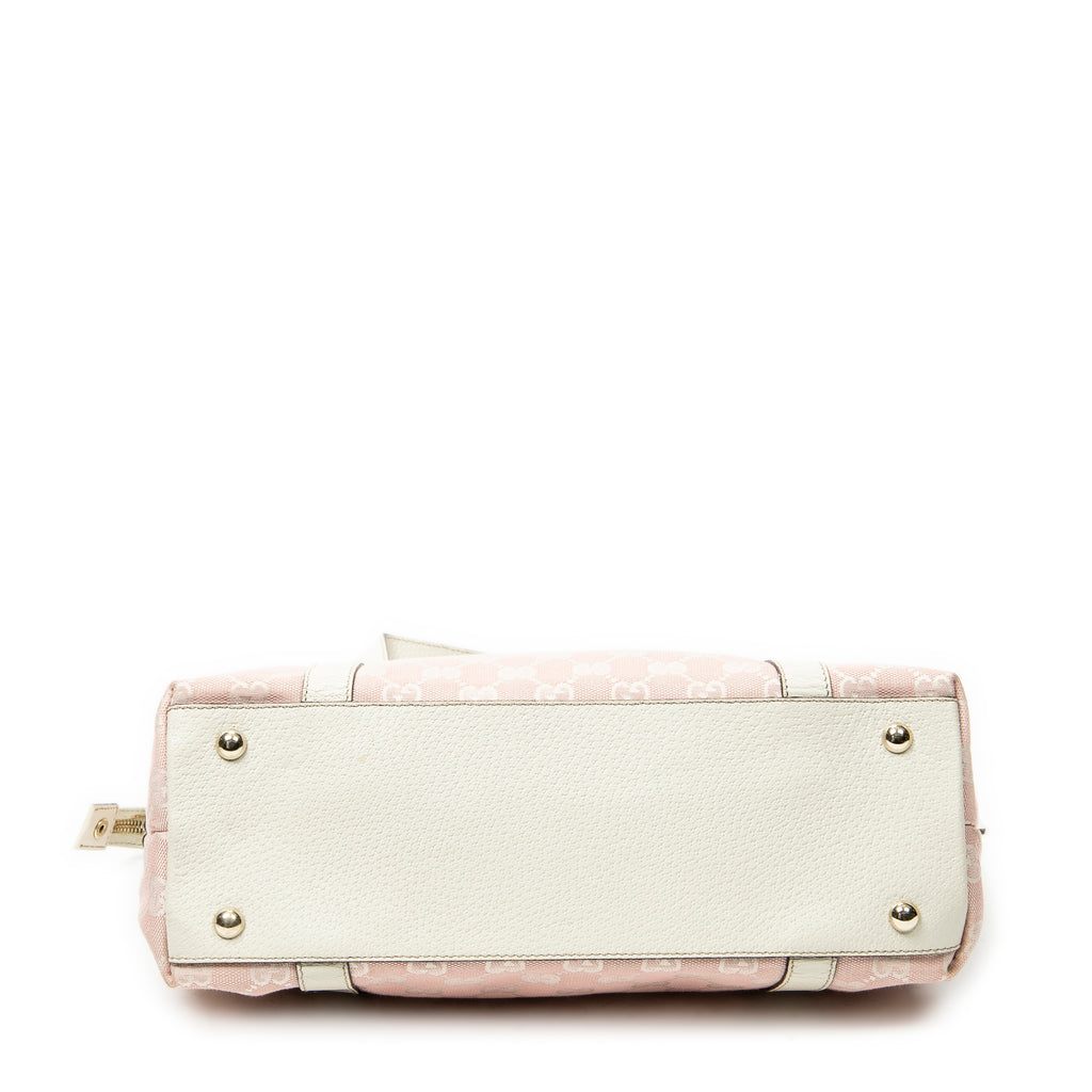 Shoulder Bag Abbey Zip Tote Pink Monogrammed Canvas