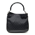 Shoulder Bag Bamboo Top Handle Hobo Black Monogrammed Canvas