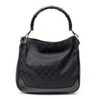 Shoulder Bag Bamboo Top Handle Hobo Black Monogrammed Canvas