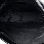 Sac bandoulière cabas en toile monogrammée noire avec anse en bambou