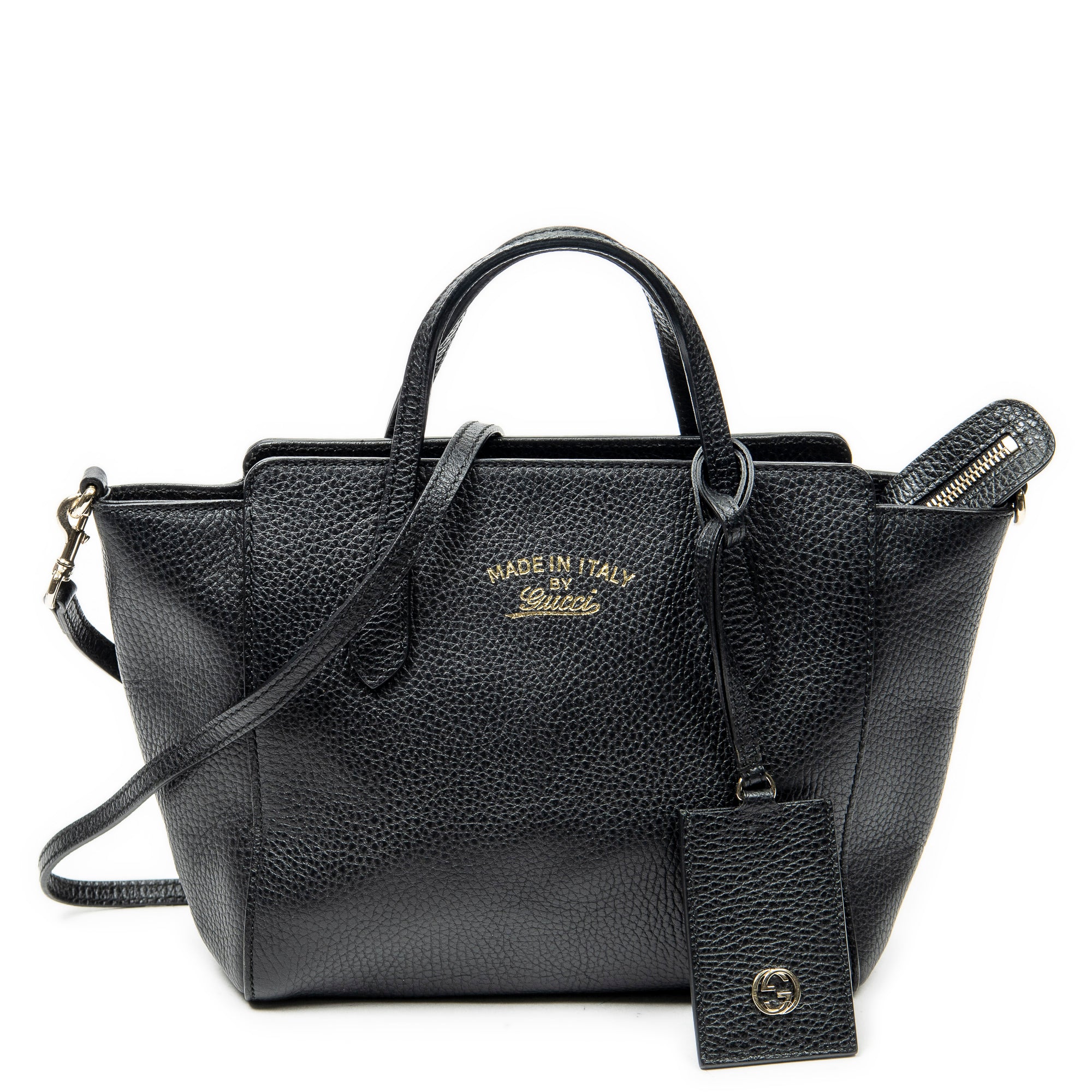 Shoulder Bag Mini Swing Tote Black Calfskin Leather