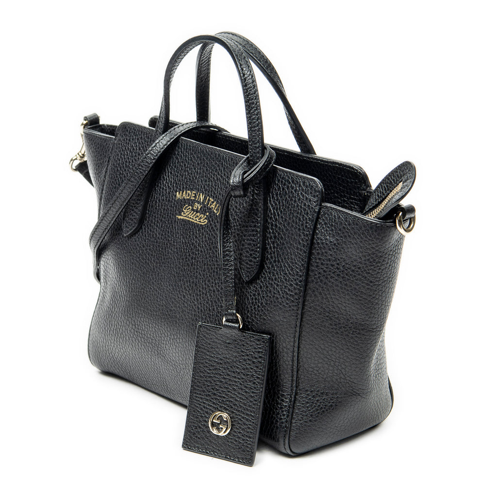 Shoulder Bag Mini Swing Tote Black Calfskin Leather