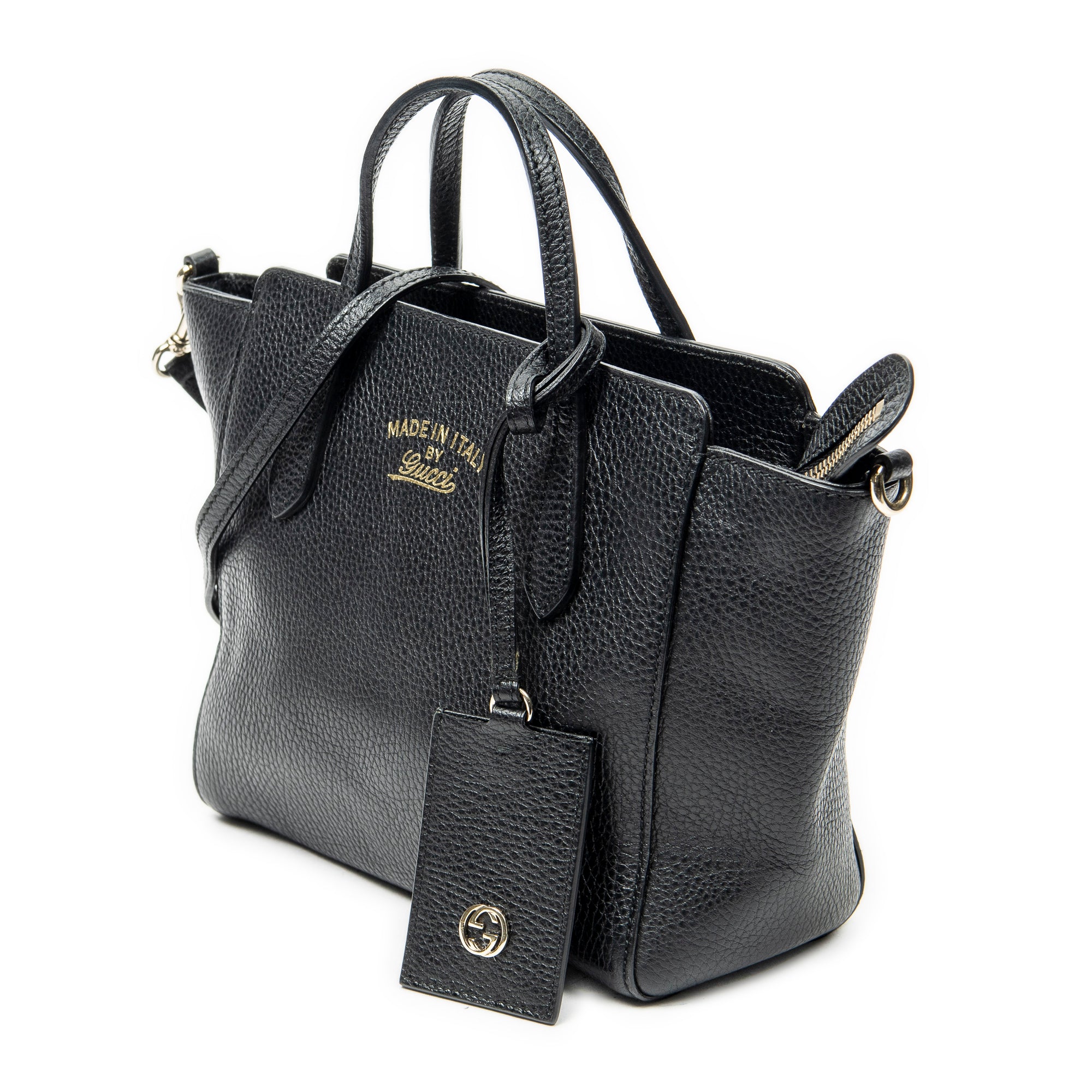 Shoulder Bag Mini Swing Tote Black Calfskin Leather