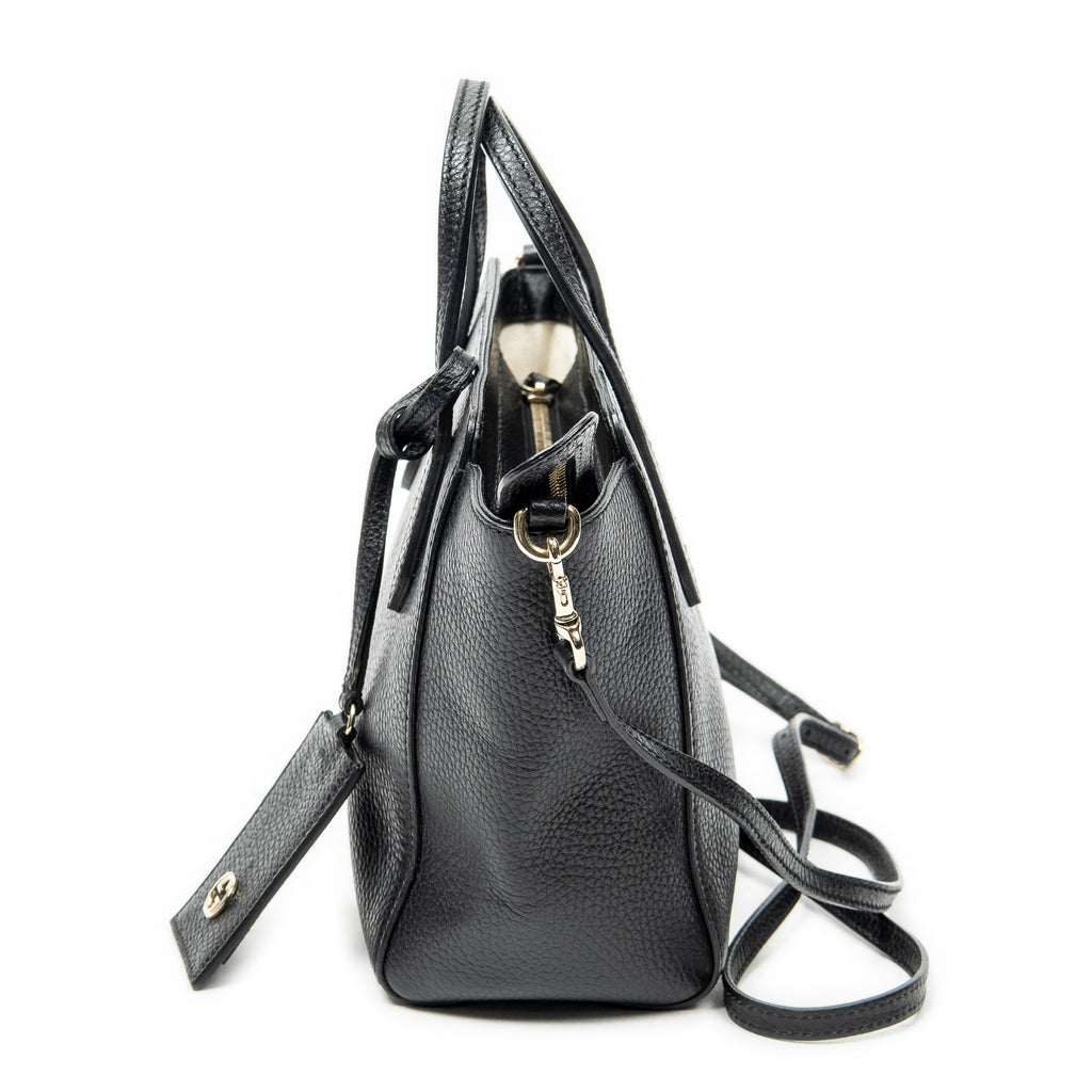 Shoulder Bag Mini Swing Tote Black Calfskin Leather