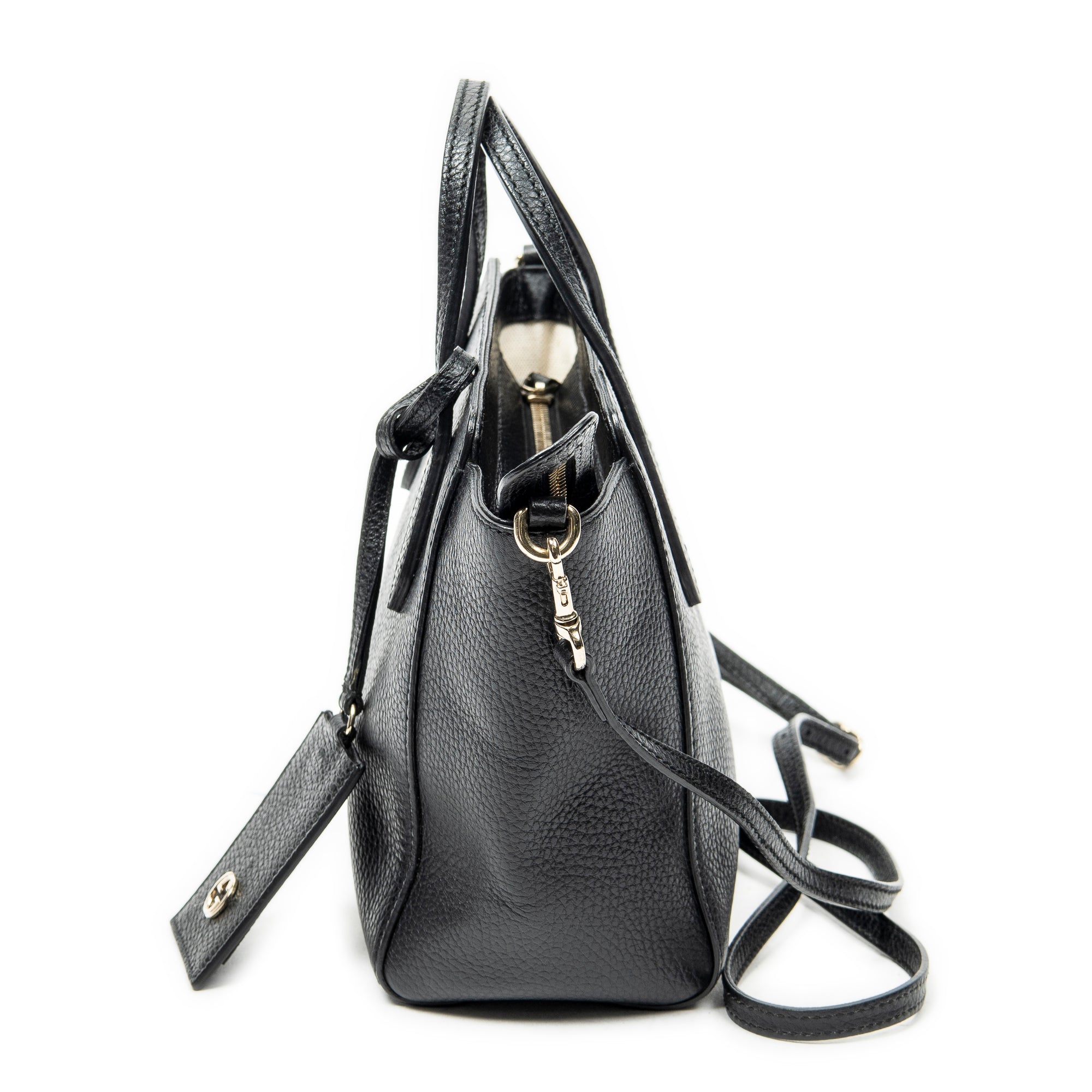Shoulder Bag Mini Swing Tote Black Calfskin Leather