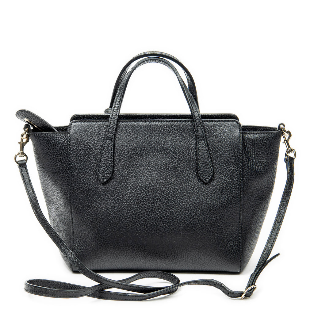 Shoulder Bag Mini Swing Tote Black Calfskin Leather