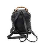 Shoulder Bag Mini Bamboo Backpack Black Calfskin Leather