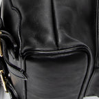 Shoulder Bag Mini Bamboo Backpack Black Calfskin Leather