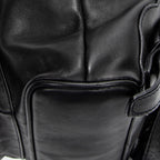 Shoulder Bag Mini Bamboo Backpack Black Calfskin Leather