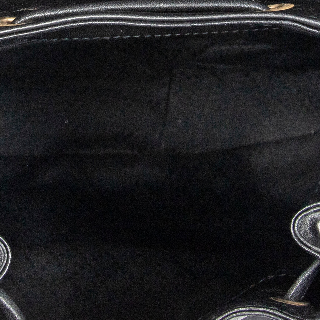 Shoulder Bag Mini Bamboo Backpack Black Calfskin Leather