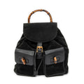 Backpack Large Bamboo Backpack Black Suede Leather